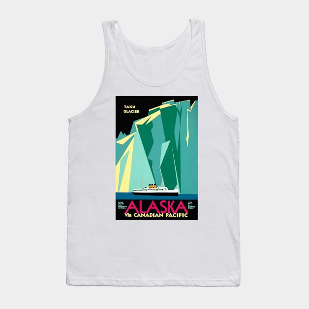 Vintage Travel Poster Alaska Taku Glacier Tank Top by vintagetreasure